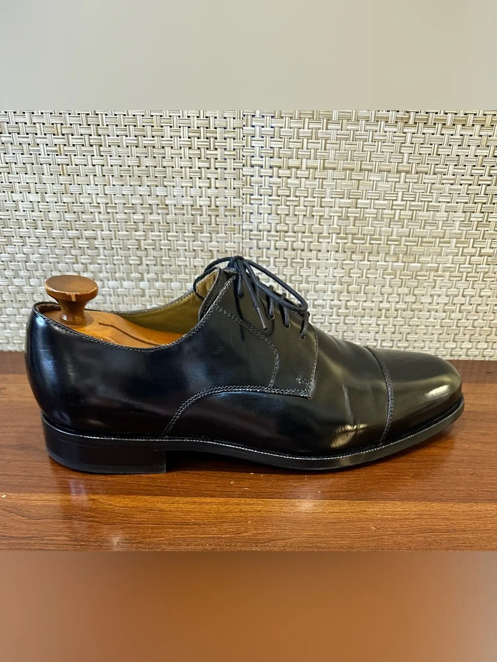 Cole Haan Nike Air Carter Black Leather Cap Toe Oxfords Mens 12 M